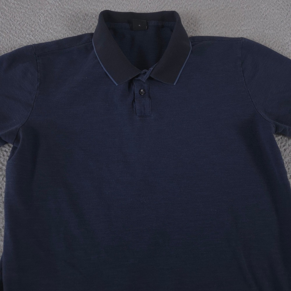 BOSS Polo Shirt Mens XL Navy Blue Mercerised Cotton Short Sleeve Tipped Collar